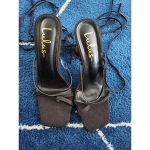 Lulus Women Square Toed  Gladiator Wooden Heels sz8